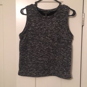 Banana republic black and white melange tank crop